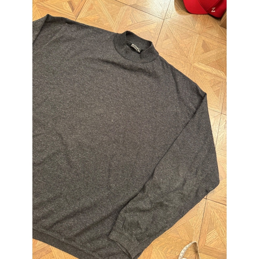 St. Croix Mens XXL Mock Neck Sweater Charcoal Gray Marl Knit Made‎ in USA XXL